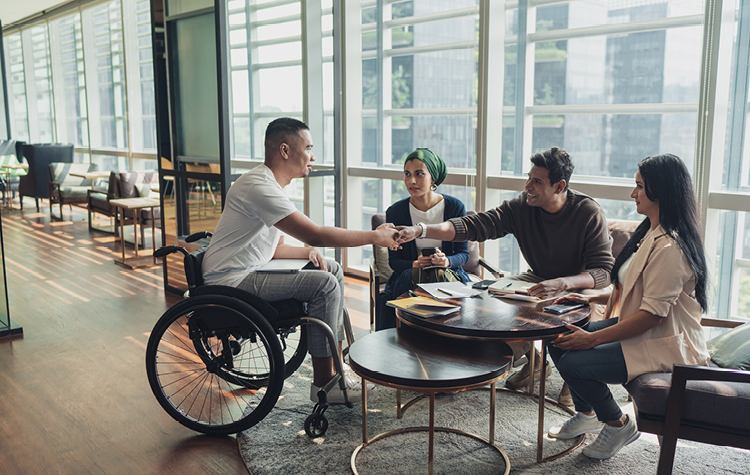 Employees chatting in the office